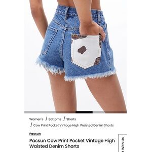 PacSun High Waist Denim Shorts with Cow Print Pocket 🐄